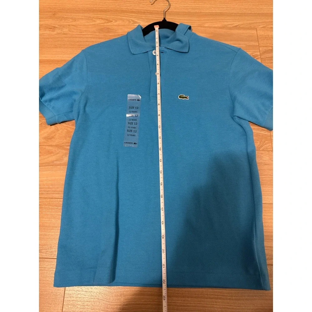 Lacoste‎ Boys Blue Short Sleeve Pique Polo Shirt Size 12 New